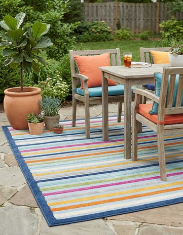 Blue Easy-Clean Aruba Indoor / Outdoor Square Rug