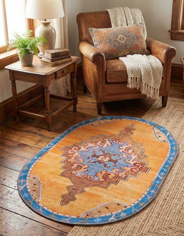 Orange Washable Timeless Oval Rug