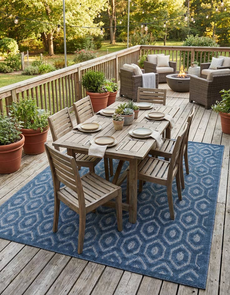 Detail image of 7' 10 x 10'  Washable Trellis Textured Indoor / Outdoor Rug