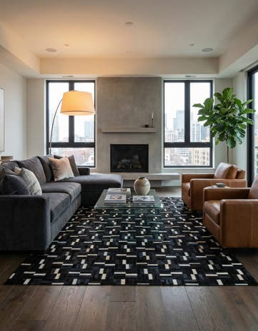 5' 2 x 8' 1 Cowhide Leather Rug