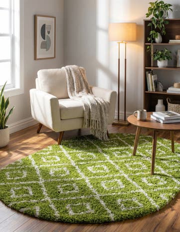 4' x 6' Lattice Shag Oval Rug