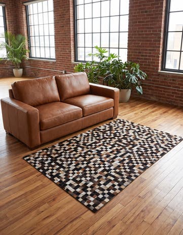 4' x 6' 2 Cowhide Leather Rug