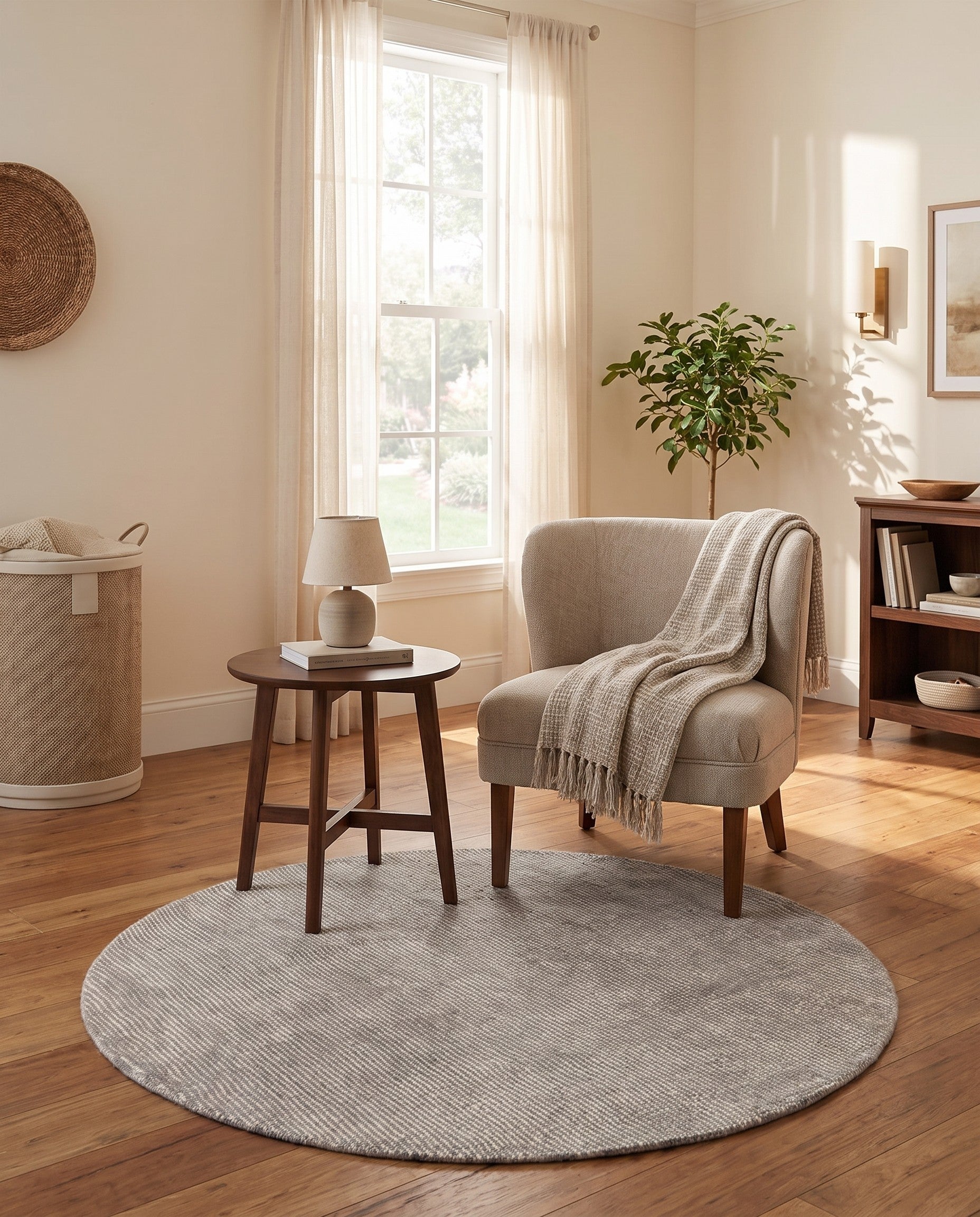 4' 1 x 4' 1 Hand Woven Jill Zarin English Manor Farmhouse Wool Round Rug