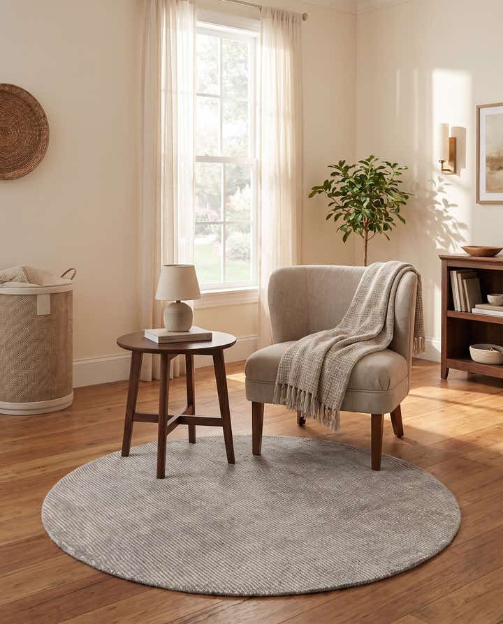 4' 1 x 4' 1 Hand Woven Jill Zarin English Manor Farmhouse Wool Round Rug