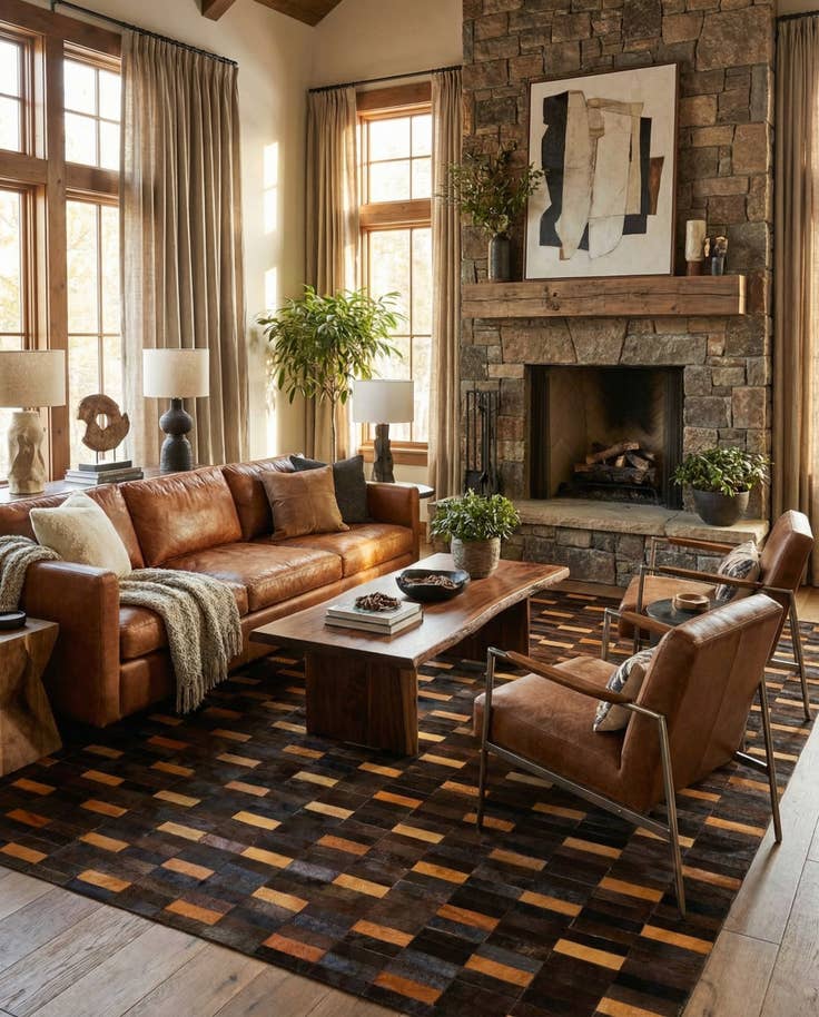 Detail image of 8' x 9' 10 Cowhide - Patchwork Rug