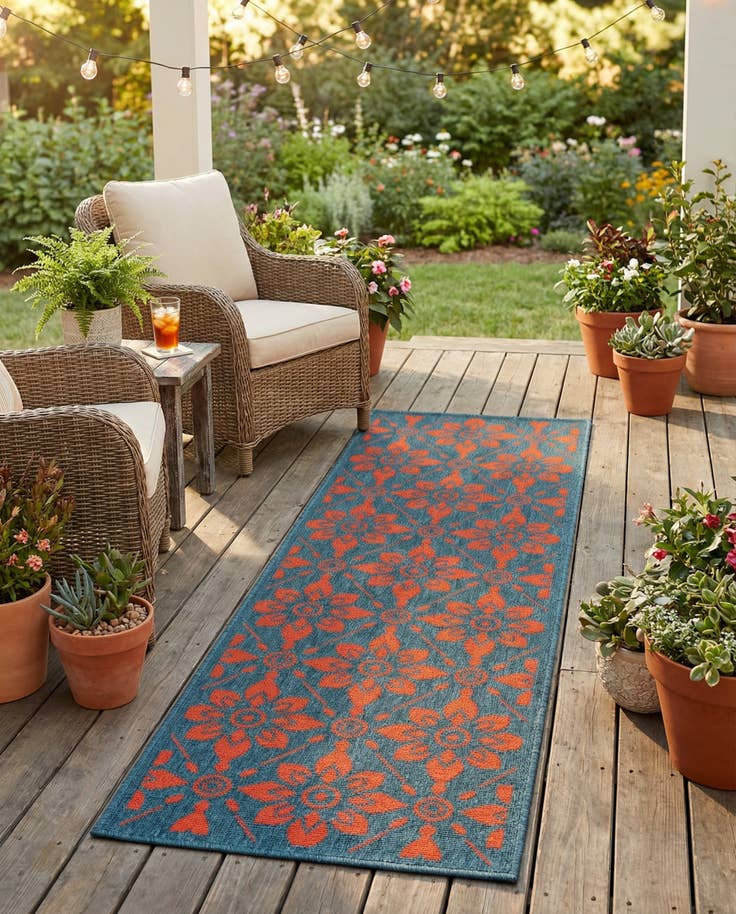 Detail image of 2' x 6' Easy-Clean Lattice Indoor / Outdoor Runner Rug