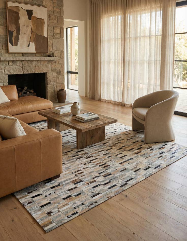 Detail image of  5' x 8' Cowhide - Patchwork Rug