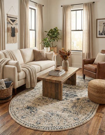 Dark Blue Eliza Oval Rug
