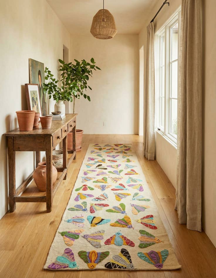 Detail image of 2' 8 x 9' 6  Hand Woven Kilim Suzani Wool Runner Rug