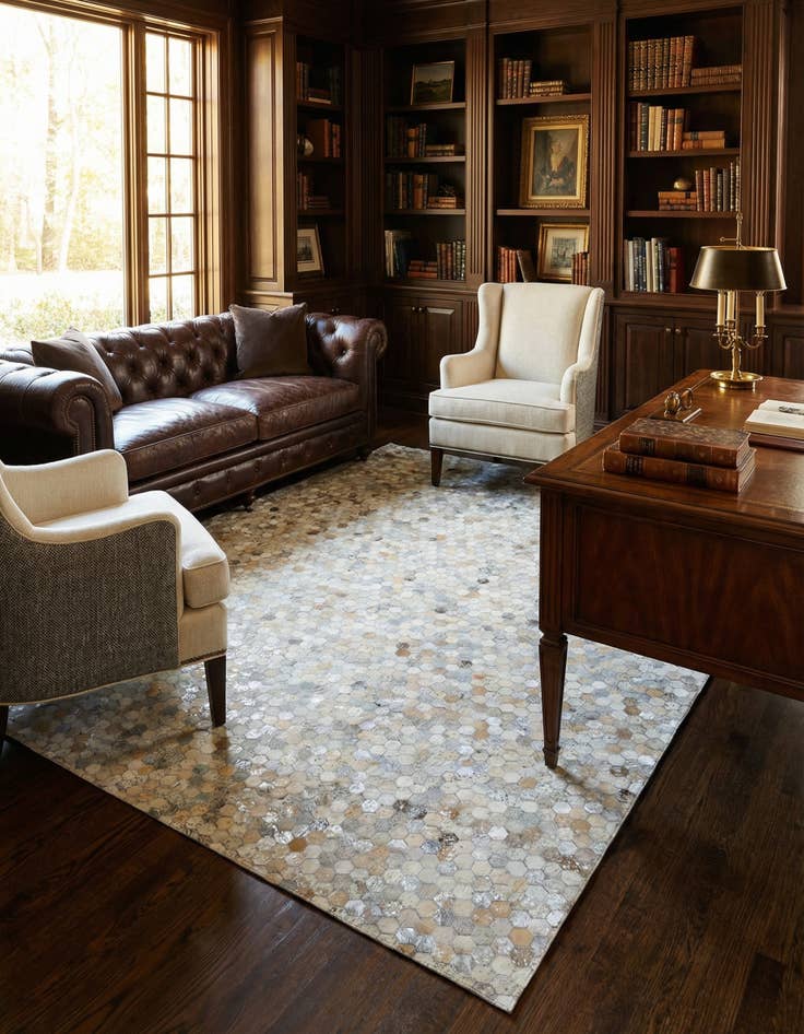 Detail image of  8' 2 x 10' Cowhide Leather Rug