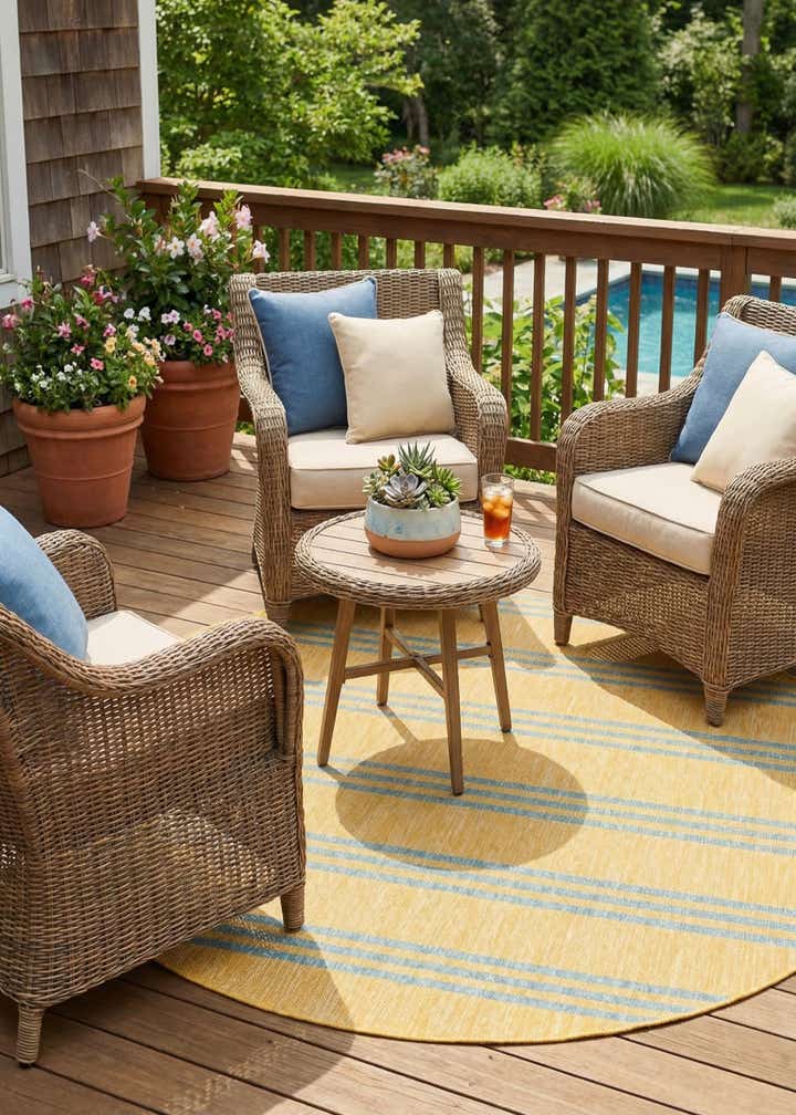 6' 7 x 6' 7 Easy-Clean Jill Zarin Anguilla Indoor / Outdoor Round Rug