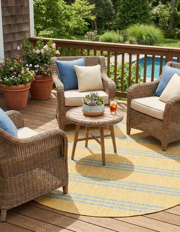 6' 7 x 6' 7 Easy-Clean Jill Zarin Anguilla Indoor / Outdoor Round Rug