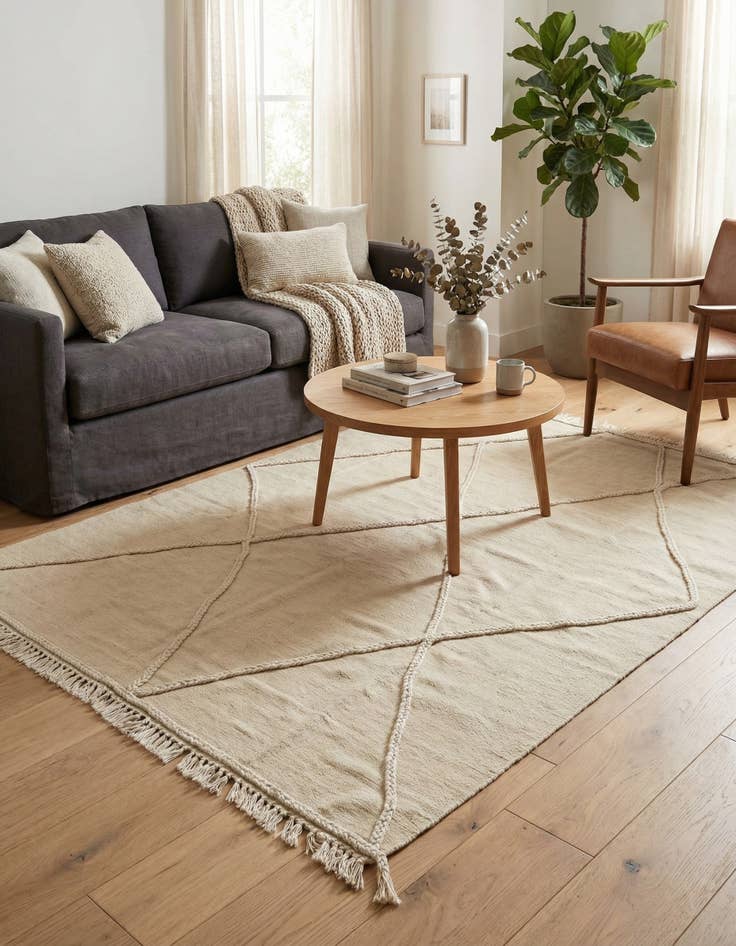 Detail image of 4' 8 x 6' 10 Hand Knotted Moroccan Wool Rug