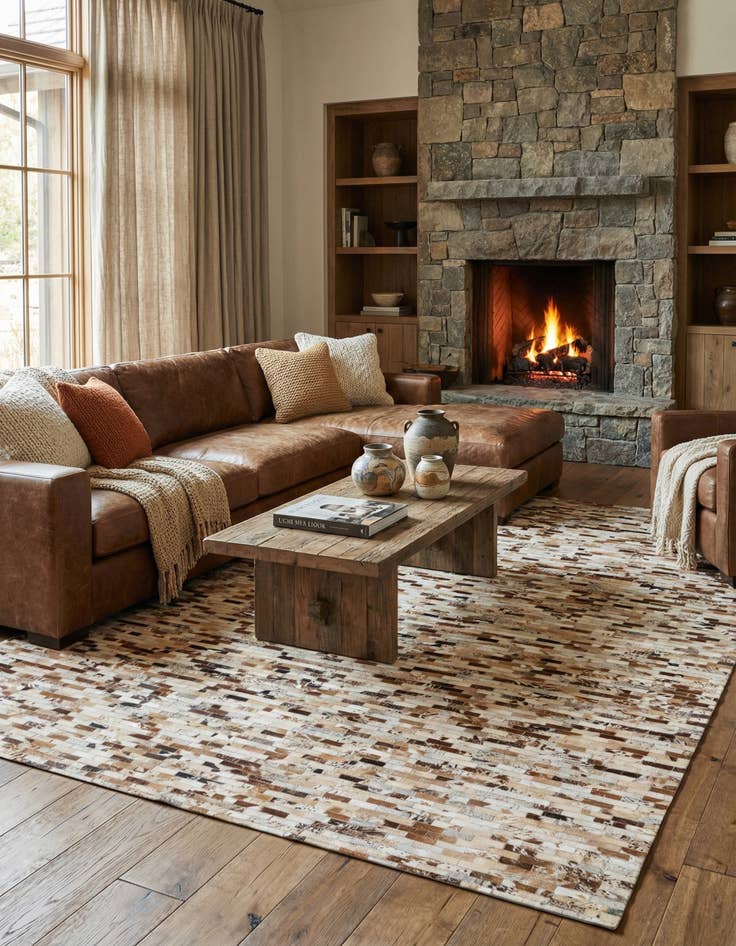 Detail image of 8' 1 x 10' Cowhide Leather Rug