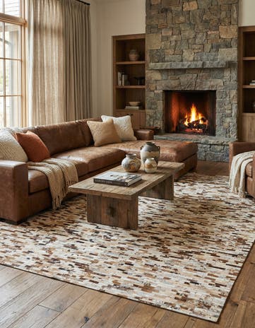 8' 1 x 10' Cowhide Leather Rug