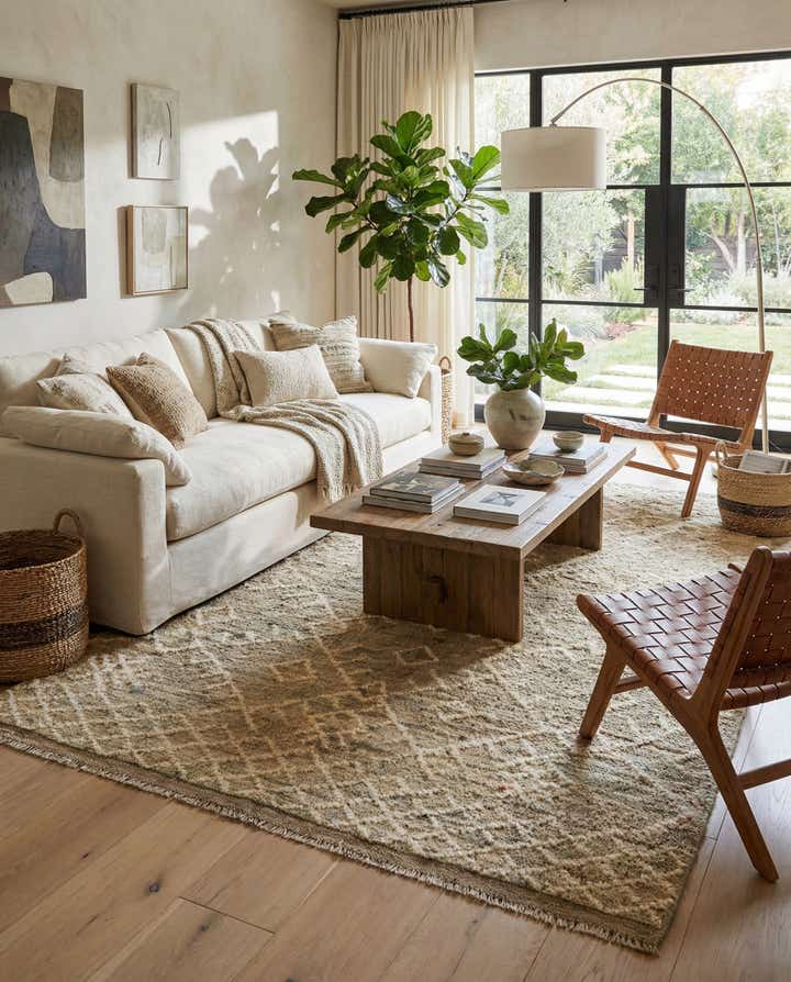 5' 1 x 6' 6 Hand Knotted Moroccan Wool Rug