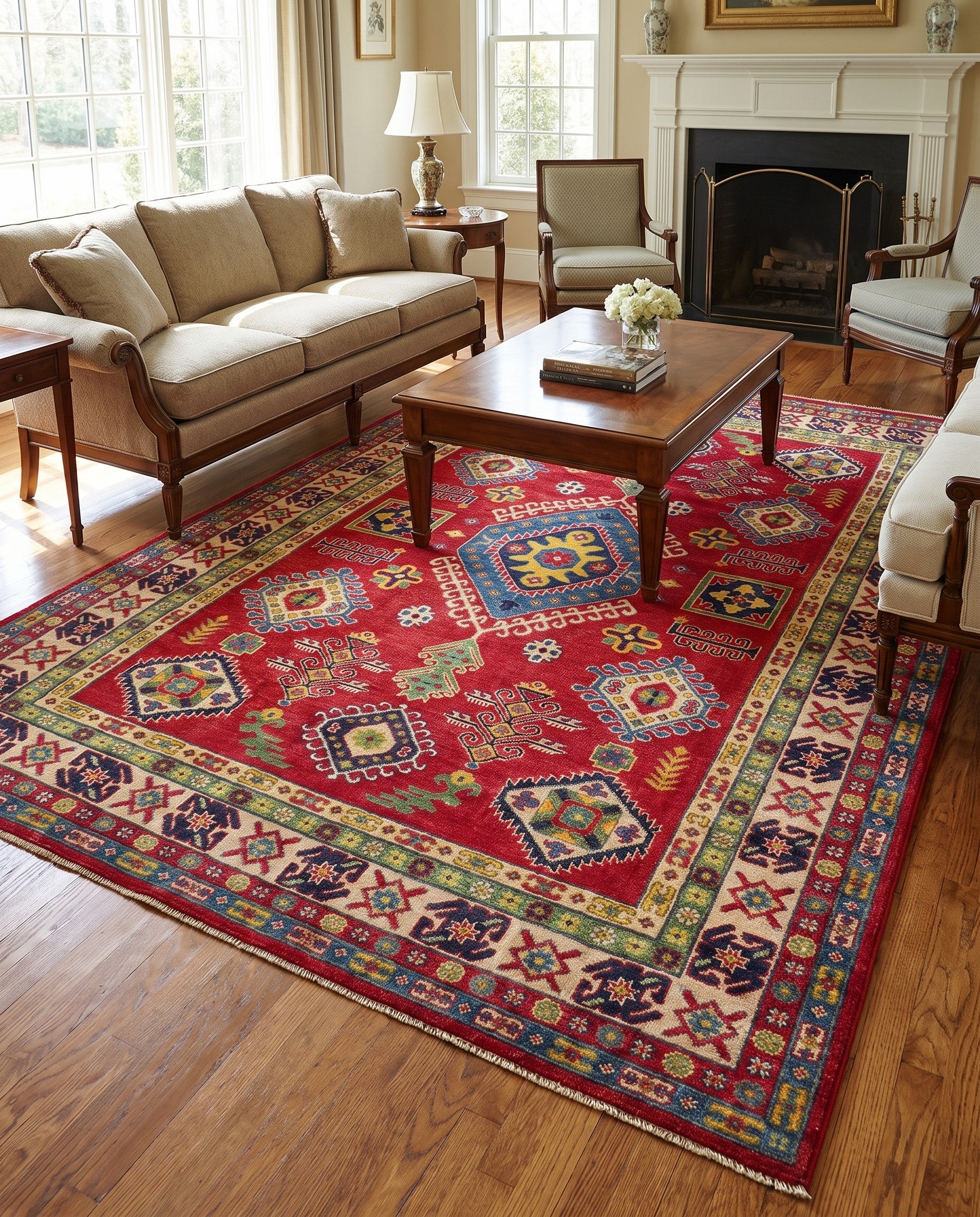 6' 7 x 10' 1 Hand Knotted Kazak Rug