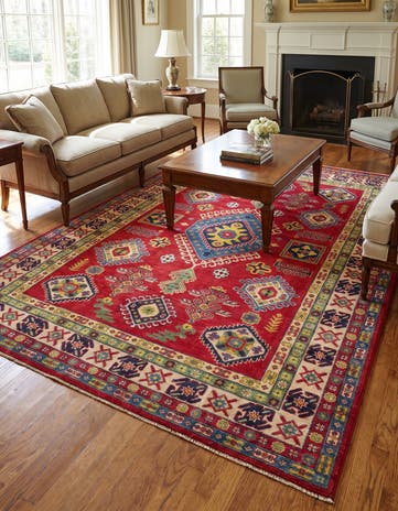 6' 7 x 10' 1 Hand Knotted Kazak Rug