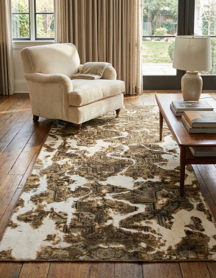 Detail image of 3' 5 x 7'  Hand Knotted Ultra Vintage Persian Wool Runner Rug