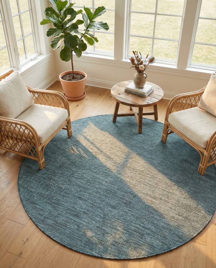 Detail image of 6' 1 x 6' 1 Easy-Clean Solid Indoor / Outdoor Round Rug