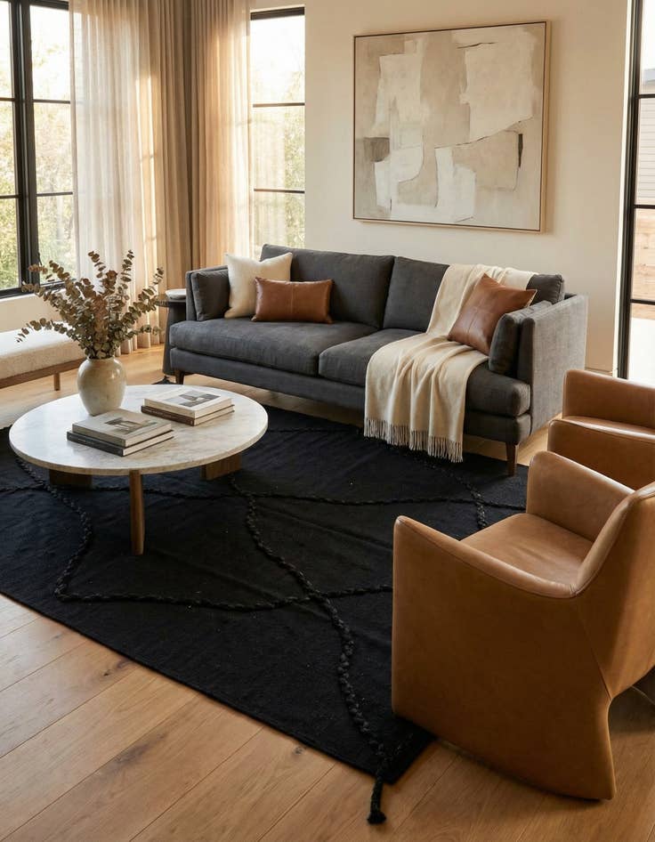 Detail image of 4' 2 x 6'  Hand Woven Kilim Modern Wool Rug