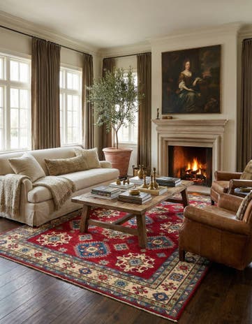 6' 7 x 9' 2 Hand Knotted Kazak Rug