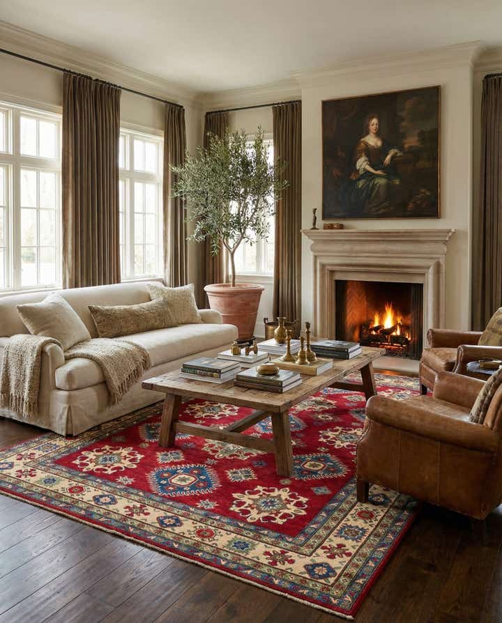 6' 7 x 9' 2 Hand Knotted Kazak Rug