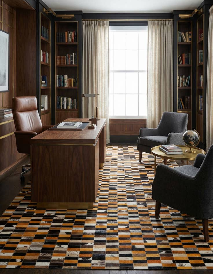 Detail image of  5' x 7' 11 Cowhide - Patchwork Rug