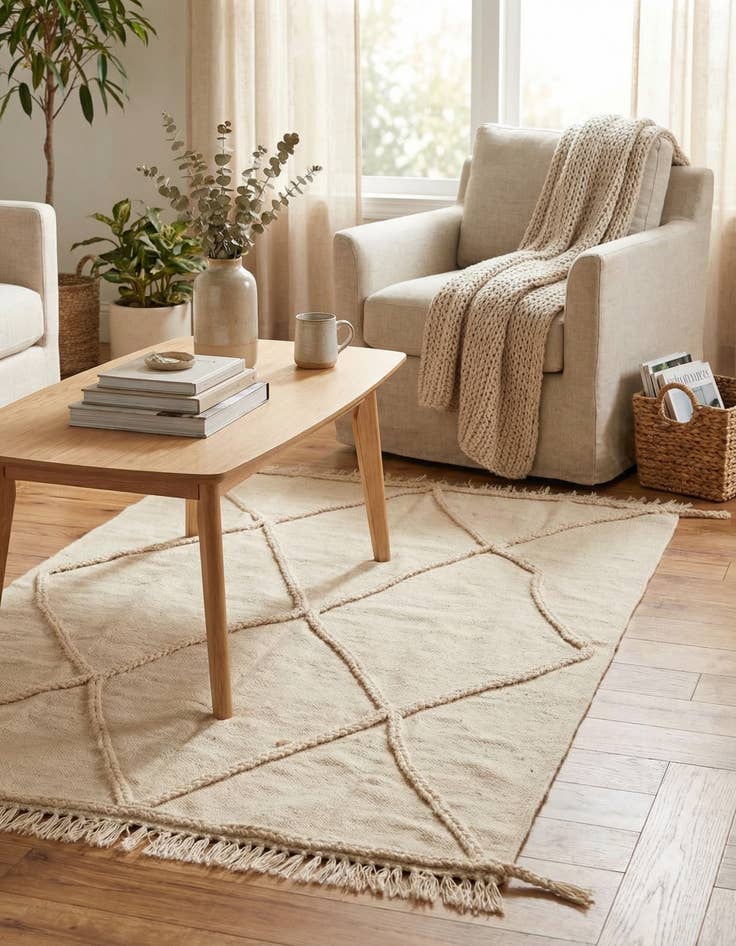 Detail image of 3' 4 x 4' 11  Hand Knotted Moroccan Wool Rug