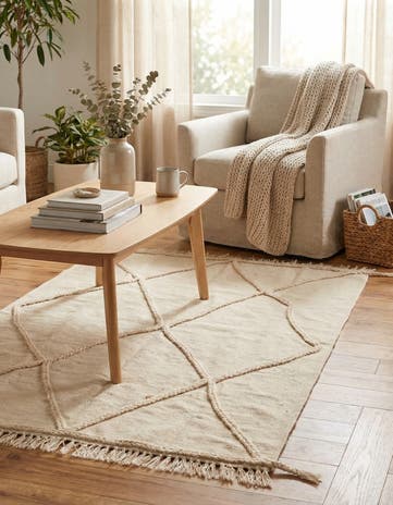 3' 4 x 4' 11 Hand Knotted Moroccan Wool Rug