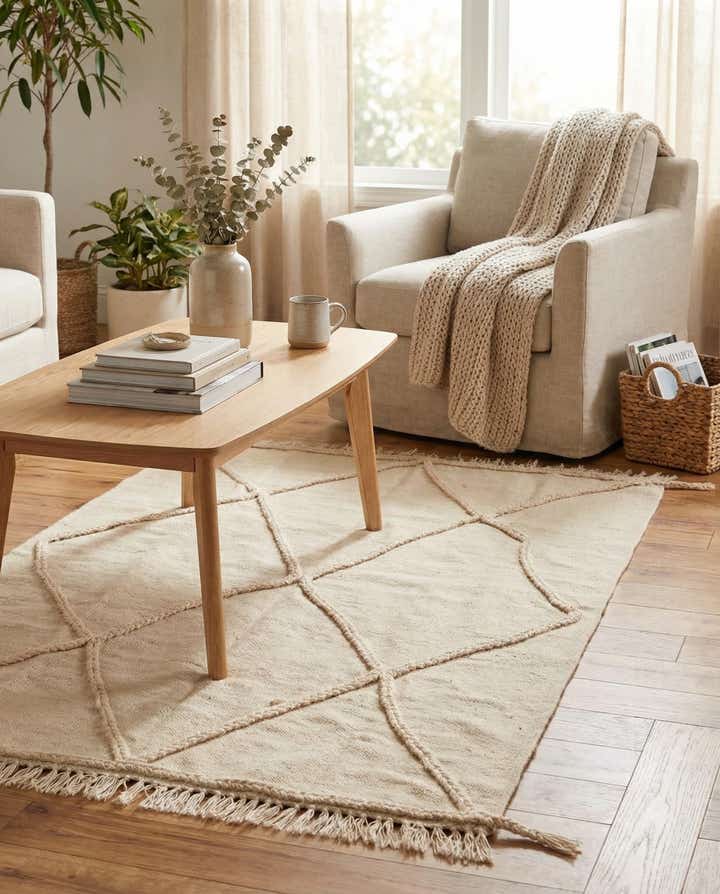 3' 4 x 4' 11 Hand Knotted Moroccan Wool Rug