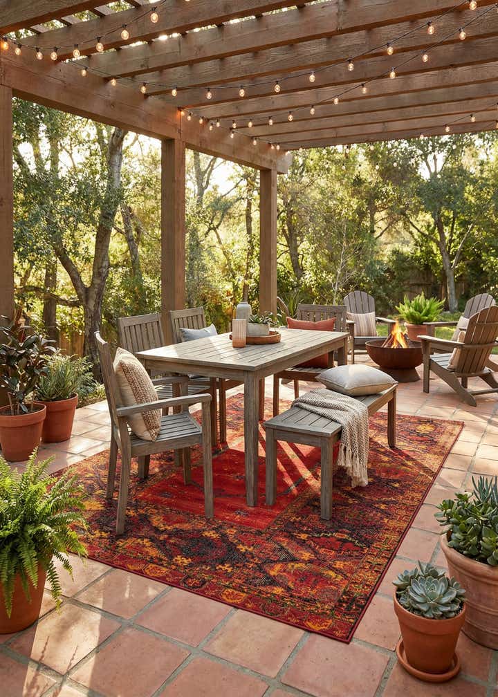 9' x 12' Easy-Clean Tribal Indoor / Outdoor Rug