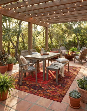 9' x 12' Easy-Clean Tribal Indoor / Outdoor Rug