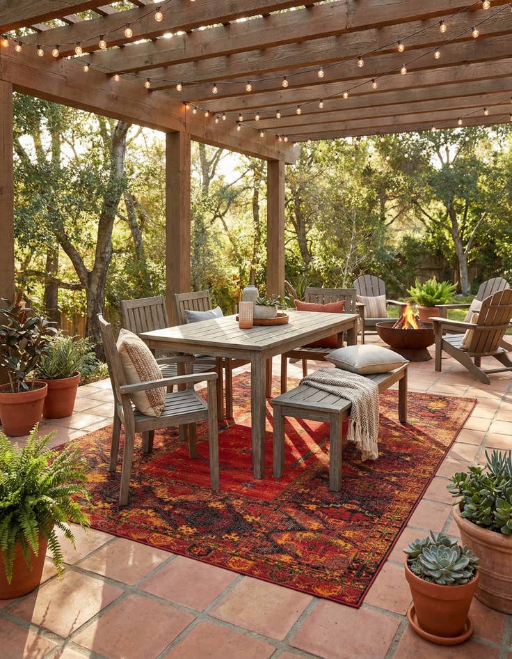 Detail image of 9' x 12' Easy-Clean Tribal Indoor / Outdoor Rug