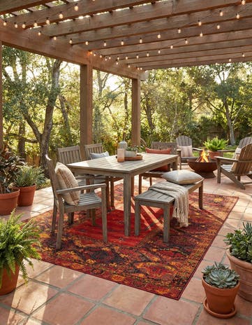 9' x 12' Easy-Clean Tribal Indoor / Outdoor Rug