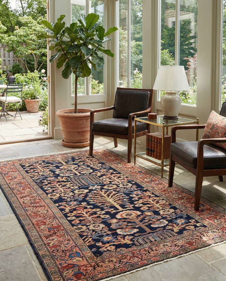 4' x 6' 8 Hand Knotted Sarough Persian Wool Rug