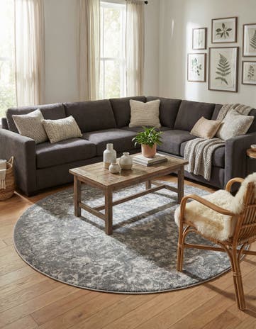 Gray Oregon Round Rug