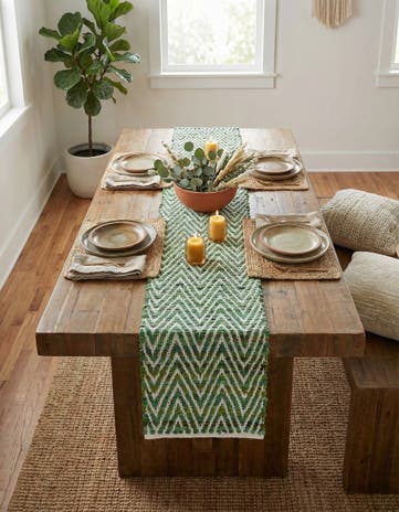 1' 2 x 6' 1 Hand Woven Chindi Chevron Table Runner Rug