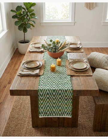 1' 2 x 6' 1 Hand Woven Chindi Chevron Table Runner Rug