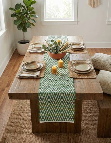 1' 2 x 6' 1 Hand Woven Chindi Chevron Table Runner Rug