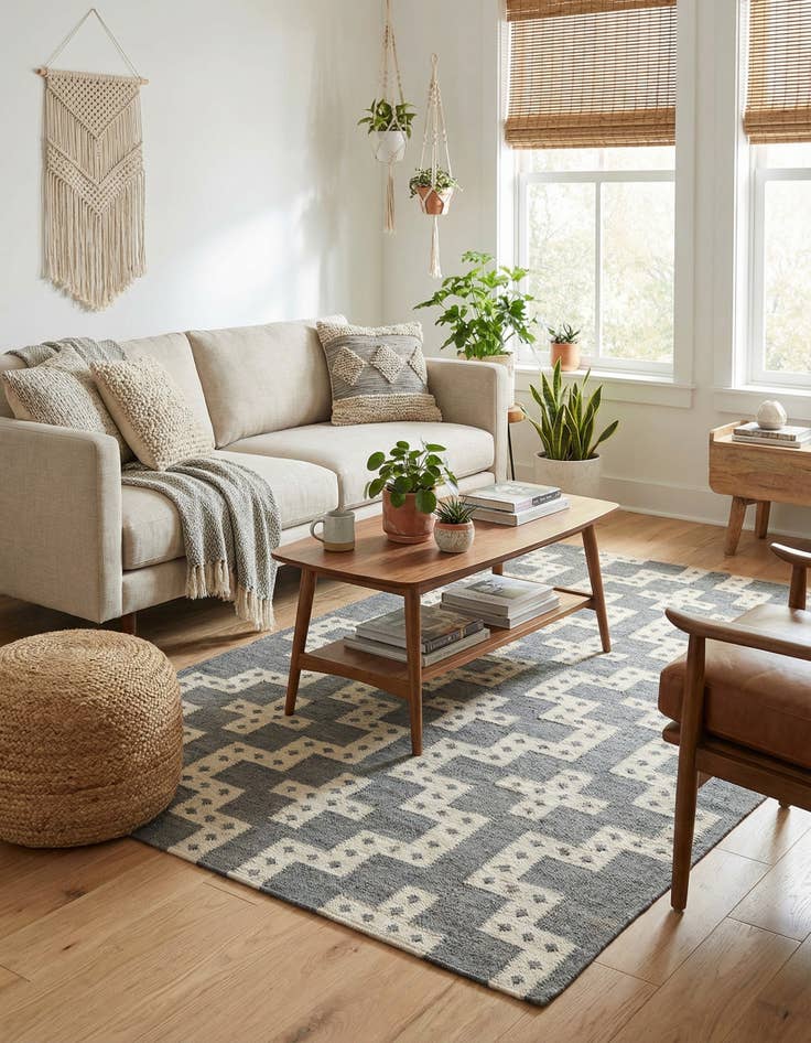 Detail image of 5' 1 x 8'  Hand Woven Kilim Wool Rug