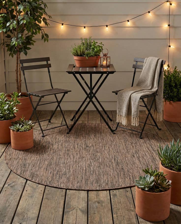 Detail image of 4' 1 x 4' 1 Easy-Clean Solid Indoor / Outdoor Round Rug