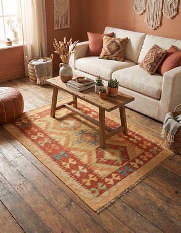 3' 2 x 5' Hand Woven Kilim Waziri Wool Rug