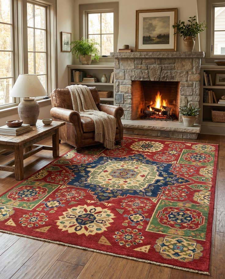 Detail image of 5' 7 x 8' 3 Hand Knotted Kazak Rug