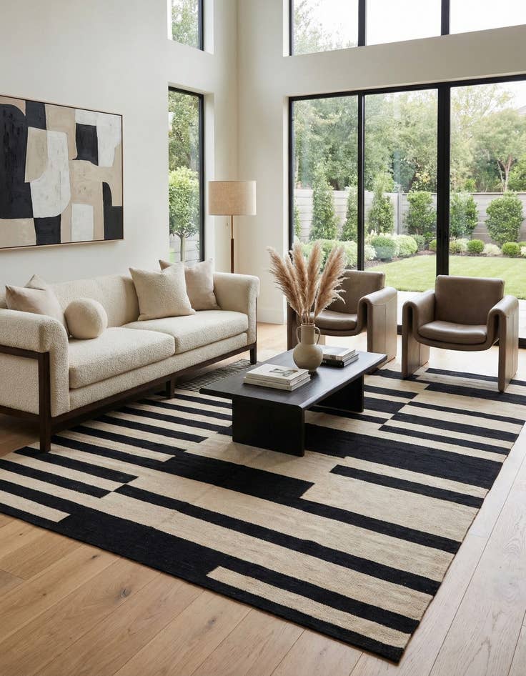 Detail image of 5' 7 x 7' 9  Hand Woven Kilim Modern Wool Rug