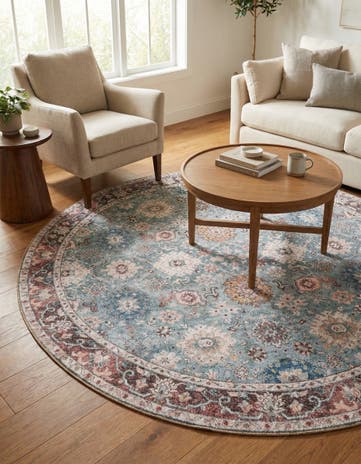 7' 10 x 7' 10 Washable Timeless Round Rug