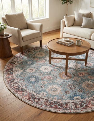 7' 10 x 7' 10 Washable Timeless Round Rug