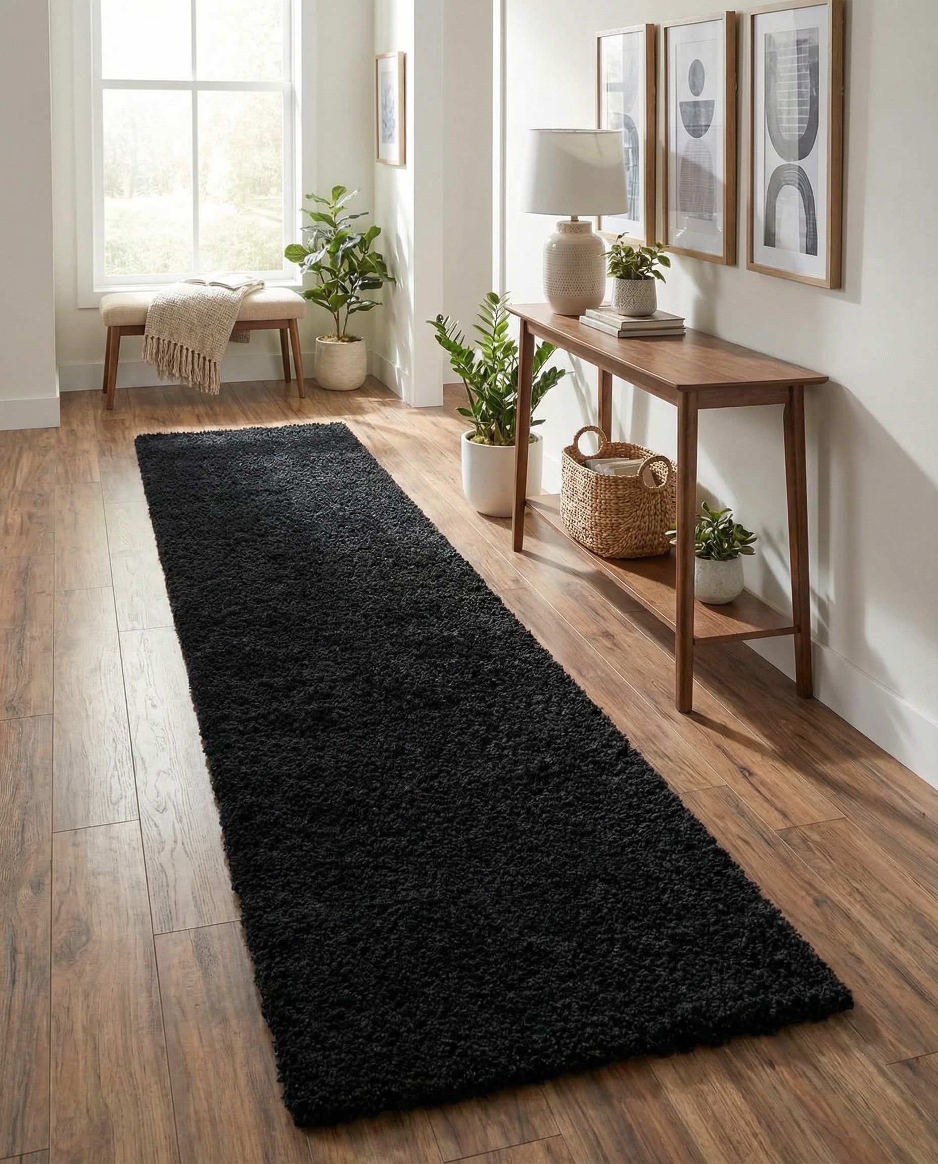  2' 7 x 16' 5 Solid Shag Runner Rug