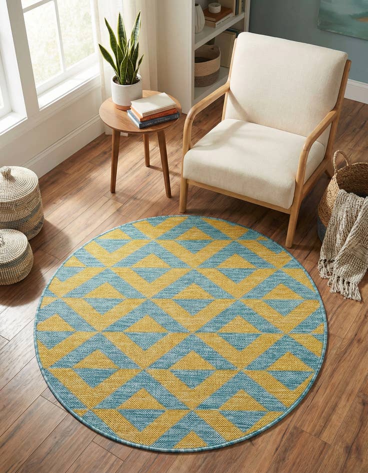Detail image of 3' x 3'  Washable Jill Zarin Napa Indoor / Outdoor Round Rug