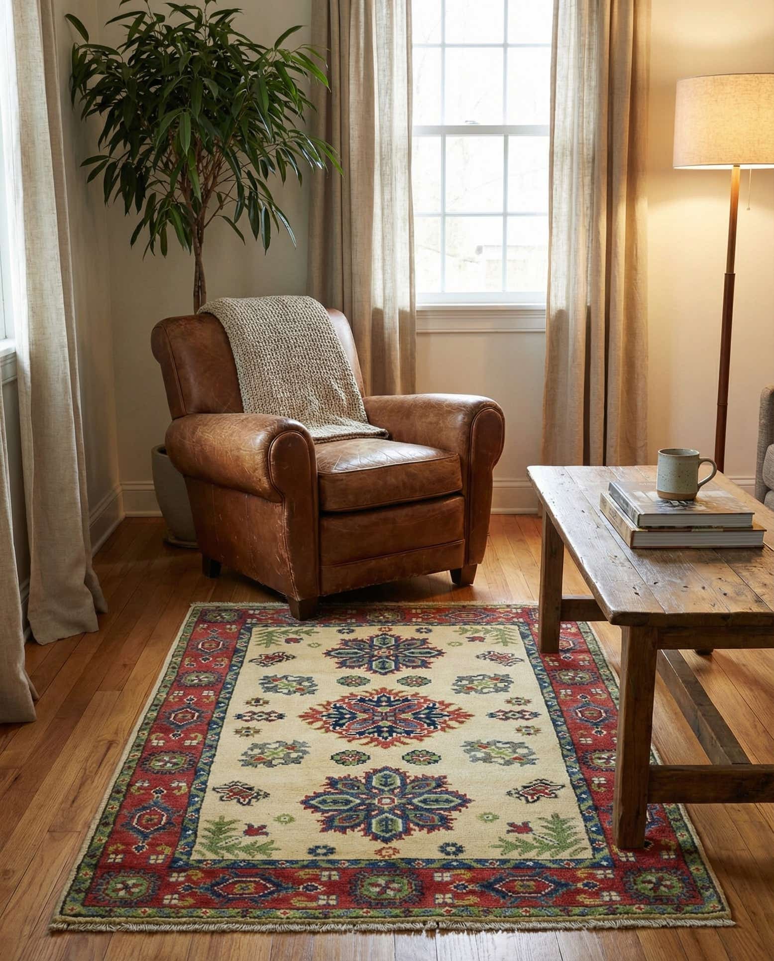 2' 7 x 4' Hand Knotted Kazak Rug